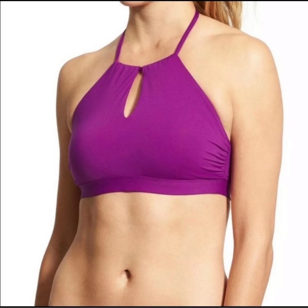 Athleta High Neck Keyhole Bikini Top Purple/Magenta Sz S